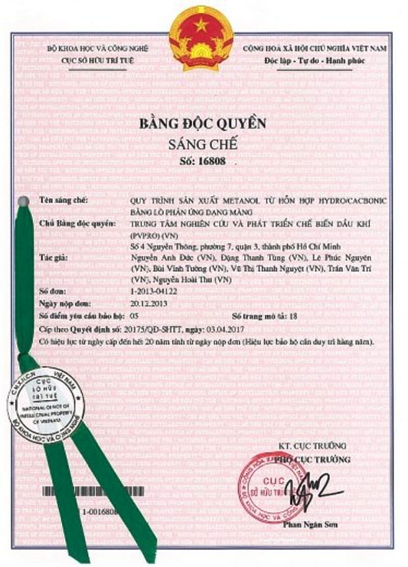 Bảng độc quyền sáng chế dầu khí