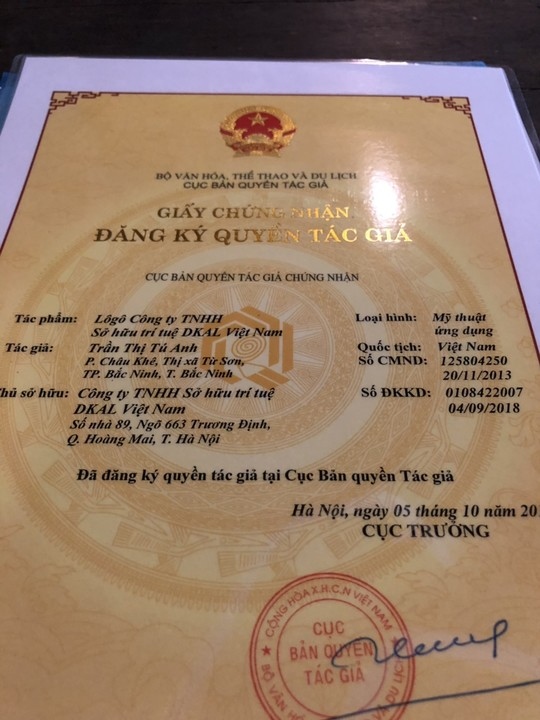 đăng ký bảng quyền tác giả
